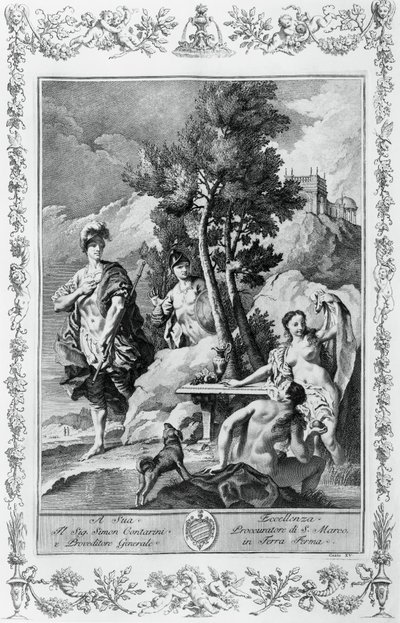 Carlo and Ubaldo in Happy Islands, engraving for Canto XV of Jerusalem Delivered by Giovanni Battista Piazzetta