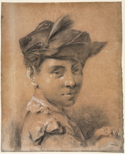 Head of a Young Man Wearing a Hat by Giovanni Battista Piazzetta