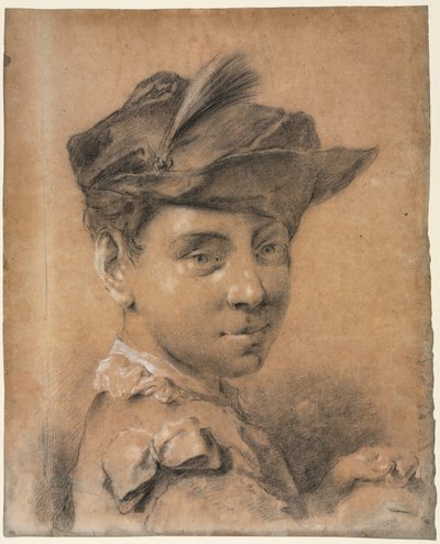 Head of a Young Man Wearing a Hat, before 1735 by Giovanni Battista Piazzetta