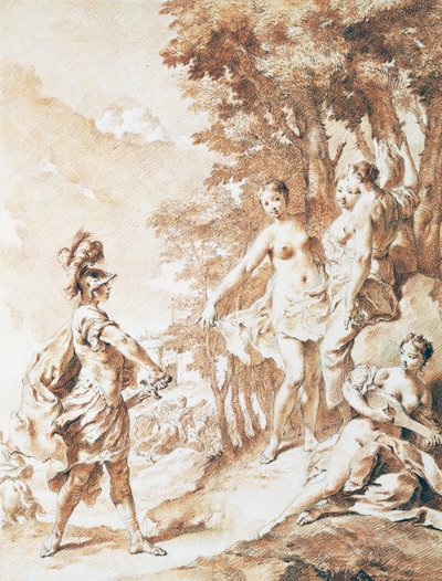 Tancredi on the threshold of the enchanted forest, scene from The Jerusalem Delivered by Torquato Tasso by Giovanni Battista Piazzetta