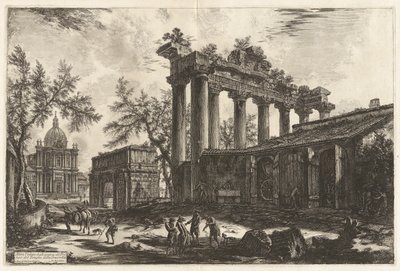 Another View of the Remains of the Pronaos of the Temple of Concord, from Views of Rome by Giovanni Battista Piranesi