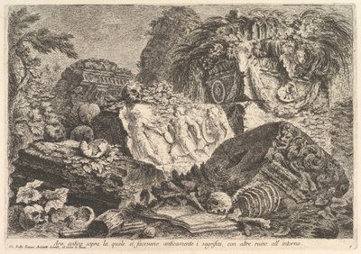 Ancient Altar on Which Sacrifices Were Performed in Antiquity, Surrounded by Other Ruins by Giovanni Battista Piranesi