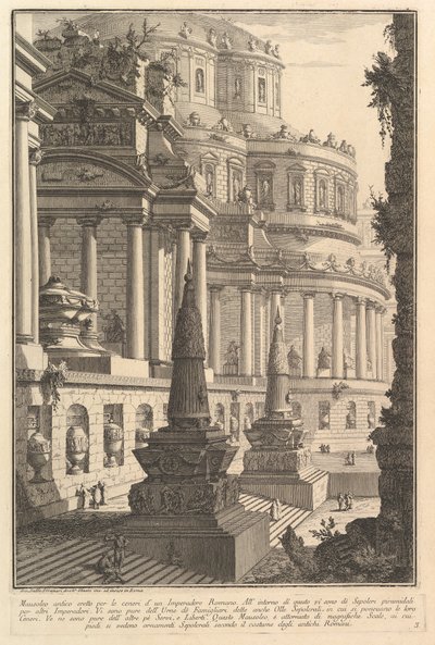 Ancient Mausoleum Erected for the Ashes of a Roman Emperor, ca. 1750 by Giovanni Battista Piranesi