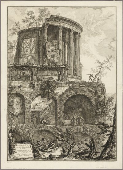 Another view of the Temple of the Sibyl in Tivoli, from Views of Rome by Giovanni Battista Piranesi
