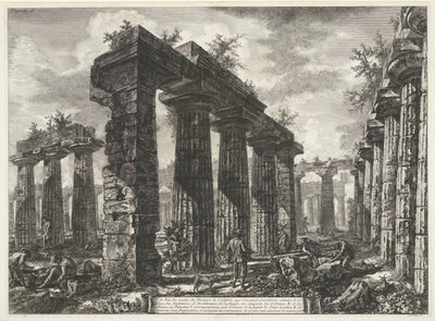 Basilica di Paestum in Paestum (Different Views of the Remains of Three Large Buildings Still Standing in Paestum) by Giovanni Battista Piranesi