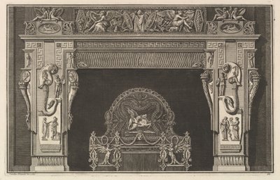 Chimneypiece: Frieze of Trophies and Winged Victories on the Lintel by Giovanni Battista Piranesi