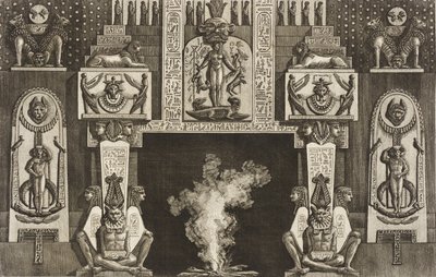 Chimneypiece in the Egyptian Style: Groups of Three Crouching Figures on Each Jamb by Giovanni Battista Piranesi