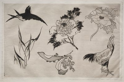 Dinner Service (Rousseau service): Swallow, Rooster and Flowers (no. 8) by Giovanni Battista Piranesi
