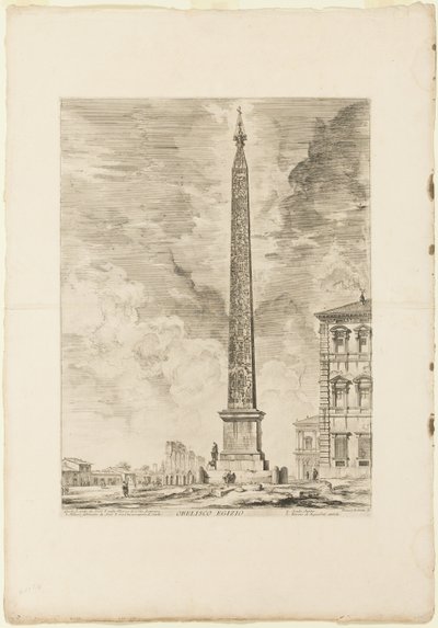 Egyptian Obelisk. This was erected by Pope Sixtus V in the Piazza of St. John Lateran, from Views of Rome by Giovanni Battista Piranesi