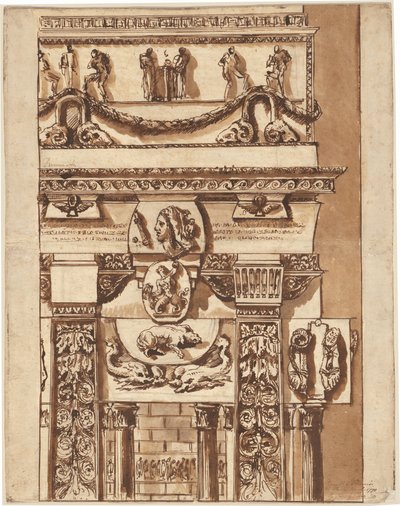 Fantasy of a Façade with Bizarre Ornaments by Giovanni Battista Piranesi