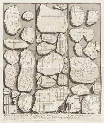 Fragments of Marble from the Map of Ancient Rome by Giovanni Battista Piranesi