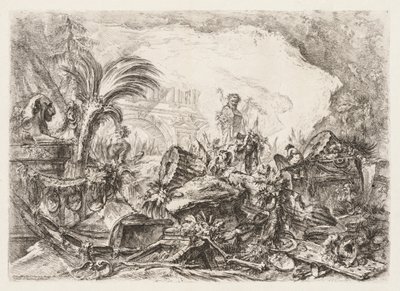 Groteschi: Ruins with a Statue of a Faun and a Fallen Column by Giovanni Battista Piranesi