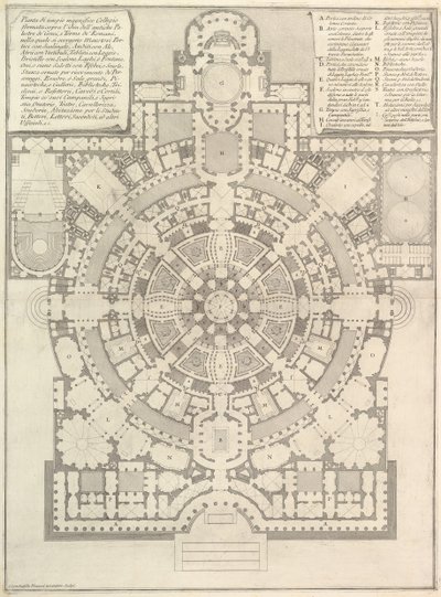 Plan of a Spacious and Magnificent College Designed After the Ancient Gymnasia of the Greeks by Giovanni Battista Piranesi
