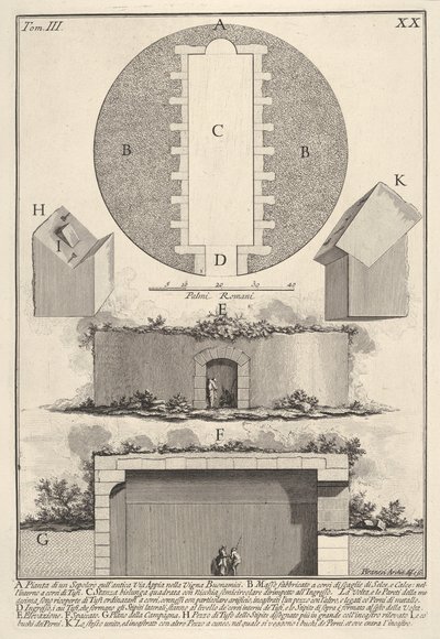 Plan of a tomb on the Appian Way in Vigna Buonamici by Giovanni Battista Piranesi