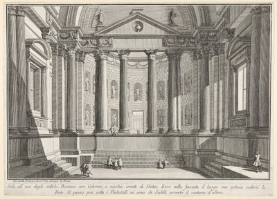 Plate 9: Colonnaded Hall According to the Custom of the Ancient Romans, and Niches Adorned by Giovanni Battista Piranesi