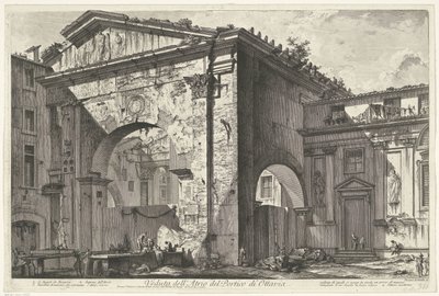 Porticus of Octavia in Rome (View of the Atrium of the Portico of Octavia) (Views of Rome) (Views of Rome drawn and engraved by Giambattista Piranesi architect Venetian) by Giovanni Battista Piranesi
