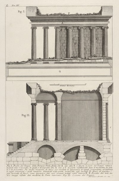 Profile of the Temple of Fortuna Virilis by Giovanni Battista Piranesi