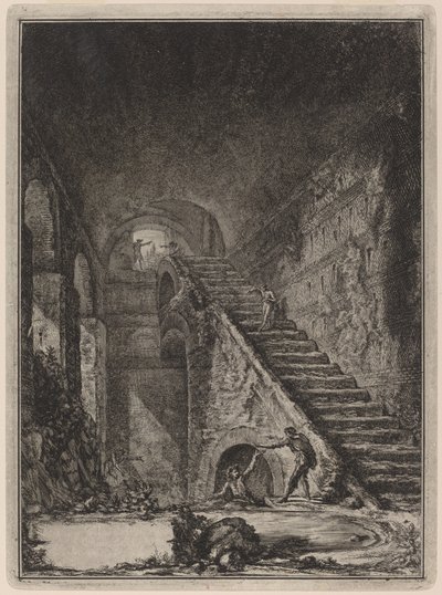 Perspective of the Water Reservoir Staircase of the Said Lodgings, Indicated in Plan in Plate XIII with the Letter G by Giovanni Battista Piranesi
