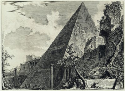 Pyramid of Gaius Cestius (from: Views of Rome) by Giovanni Battista Piranesi