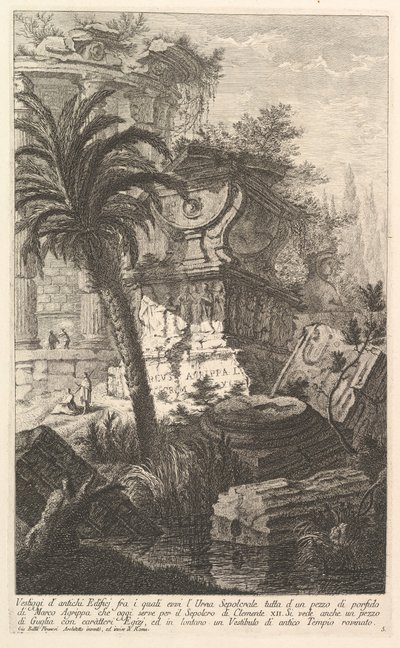 Remains of Ancient Buildings Among Which Stands the Sepulchral Urn of Marcus Agrippa by Giovanni Battista Piranesi