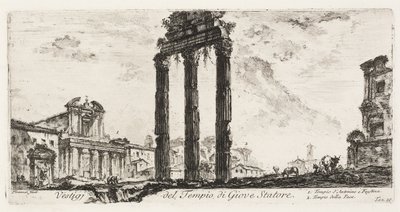 Ruins of the Temple of Jupiter Stator [Jupiter the Supporter]. 1. Temple of Antoninus and Faustina. 2. Temple of Peace, Plate 10 from Some Views of Triumphal Arches and Other Monuments by Giovanni Battista Piranesi