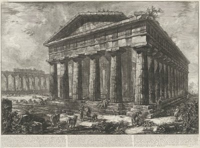 Temple of Neptune at Paestum, Various Views of the Remains of Three Large Buildings Still Standing in Paestum (series title) by Giovanni Battista Piranesi