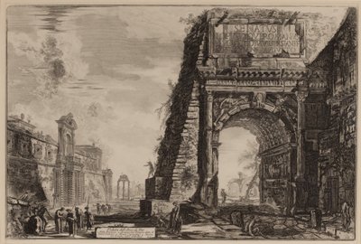 The Arch of Titus with the Casino Farnese on the Left (etching) by Giovanni Battista Piranesi