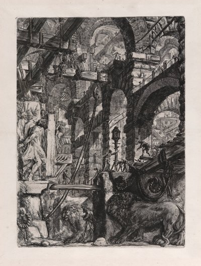 The Lion Bas-Reliefs, Plate 5 from Carceri by Giovanni Battista Piranesi