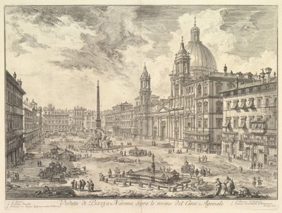 The Piazza Navona, Rome, Above the Ruins of the Circus of Domitian, the Church of Sant Agnese to the Right, Bernini