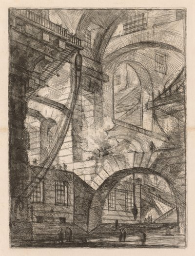 The Prisons: A Perspective of Arches with a Smoking Fire by Giovanni Battista Piranesi