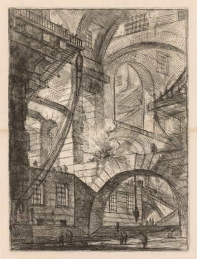 The Prisons: A Perspective of Arches with a Smoking Fire by Giovanni Battista Piranesi