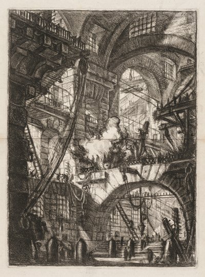 The Prisons: A Perspective of Arches with a Smoking Fire in the Center by Giovanni Battista Piranesi