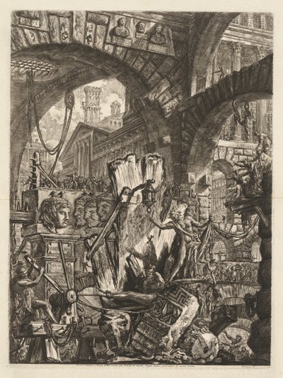 The Prisons: An Architectural Medley, with a Man on the Rock in the Foreground by Giovanni Battista Piranesi