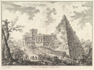 The Pyramid of Caius Cestius, with the Porta S. Paolo and Adjoining Road by Giovanni Battista Piranesi