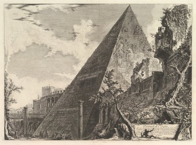 The Pyramid of Gaius Cestius, from Vedute di Roma, ca. 1756 by Giovanni Battista Piranesi