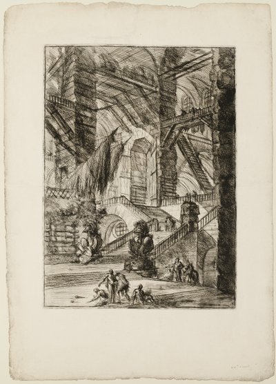 The Staircase with Trophies, plate 8 from Imaginary Prisons by Giovanni Battista Piranesi
