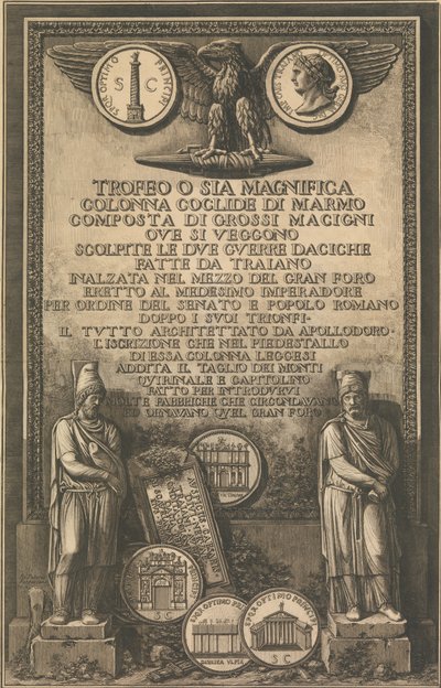 Title Page with Eagle, Coin Showing Image of Trajan