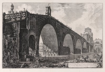 View of the Milvian Bridge Over the Tiber Two Miles Outside Rome, from Views of Rome by Giovanni Battista Piranesi