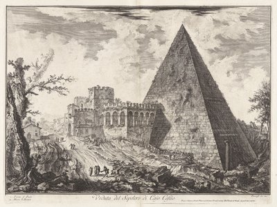 View of the Pyramidal Tomb of Caius Cestius, from Views of Rome by Giovanni Battista Piranesi