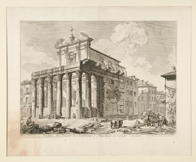 View of the Temple of Antoninus and Faustina in the Roman Forum, from Vedute di Roma by Giovanni Battista Piranesi