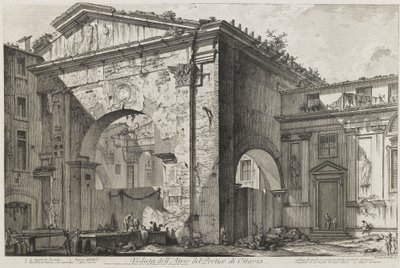 View of the Atrium of the Portico of Ottavia (The Portico of Ottavia: The Entrance Porch, Exterior) by Giovanni Battista Piranesi
