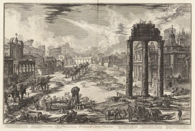 View of the Campo Vaccino (the Roman Forum with the Temple of Castor and Pollux to the Right) by Giovanni Battista Piranesi