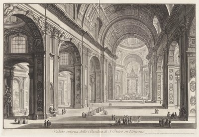 Interior View of the Basilica of Saint Peter by Giovanni Battista Piranesi