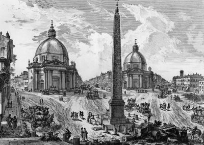 View of Piazza del Popolo in Rome, engraving by Giovanni Battista Piranesi, from Roman antiquities by Giovanni Battista Piranesi