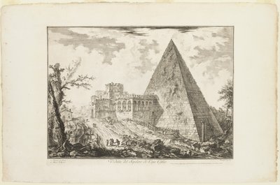 View of the Pyramidal Tomb of Cestius, from Views of Rome by Giovanni Battista Piranesi