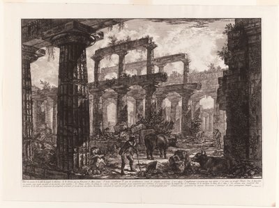 View of the Remains of the Cella of the Temple of Neptune, from Different Views of Paestum by Giovanni Battista Piranesi