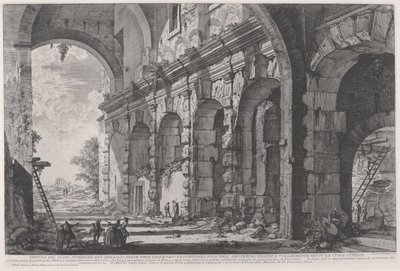View of the upper storey of the Cages for Wild Animals built by the Emperor Domitian, associated with the Flavian Amphitheater and commonly called the Curia Hostilia, c.1760-1778 by Giovanni Battista Piranesi