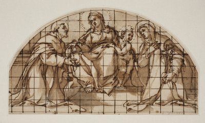 Lunette with the Madonna and Child with Sts Francis of Assisi and Catherine of Siena by Giovanni Battista Ricci