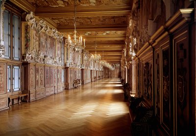 Renaissance architecture: view of the gallery of Francois I at the castle of Fontainebleau by Giovanni Battista Rosso Fiorentino