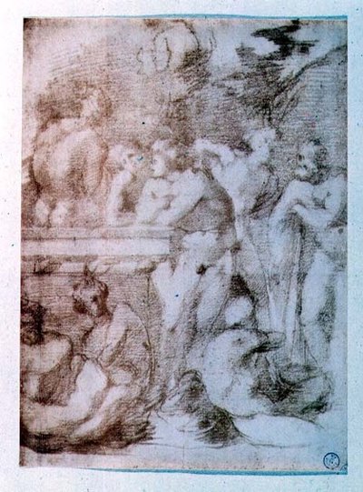 Study of nude men in conversation by Giovanni Battista Rosso Fiorentino